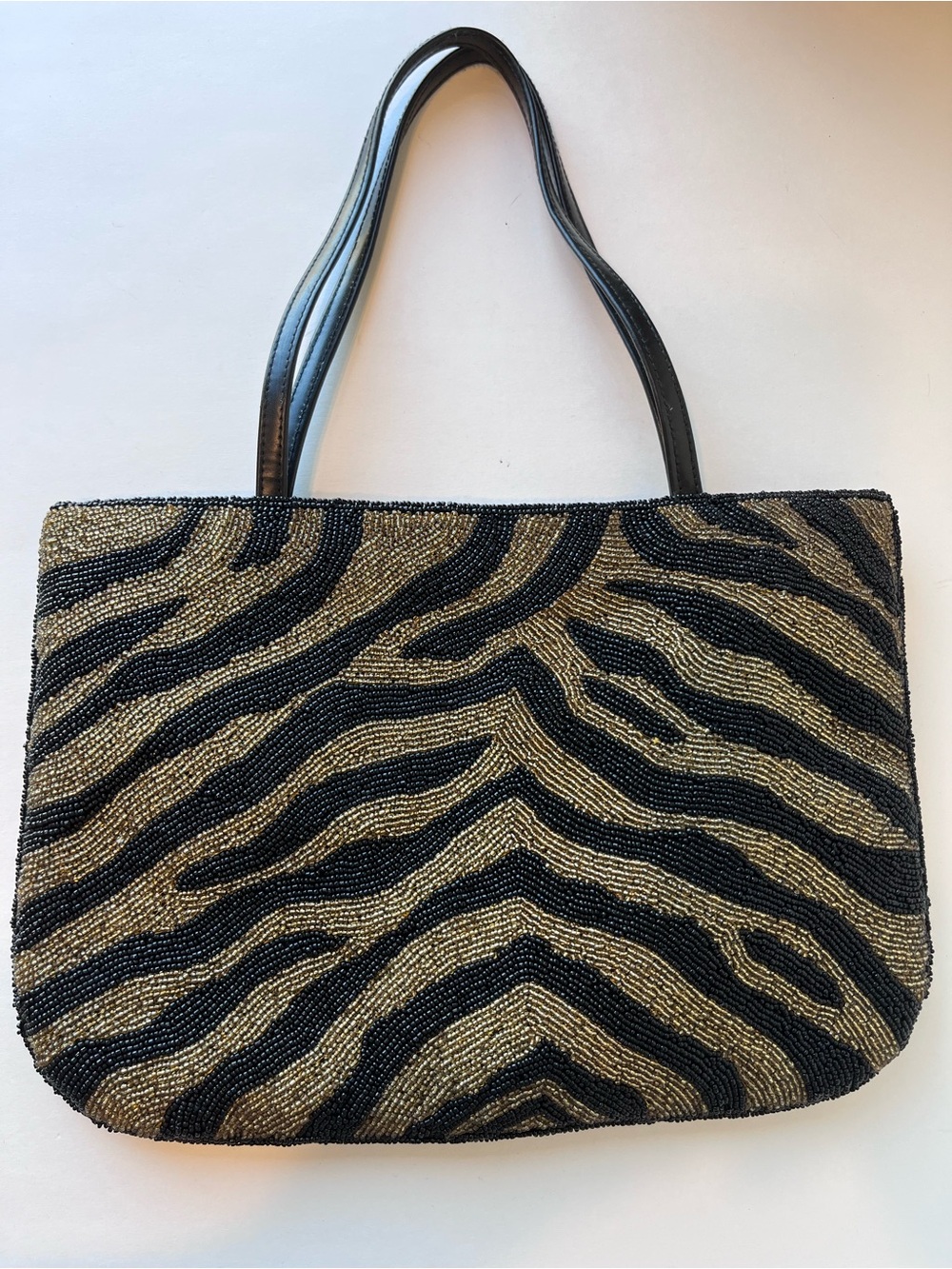 Vintage Beaded Zebra Shoulder Bag